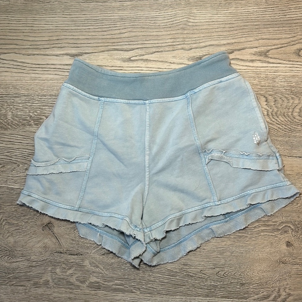 Free People Movement Small Blue Terry Cloth High Waisted Shorts